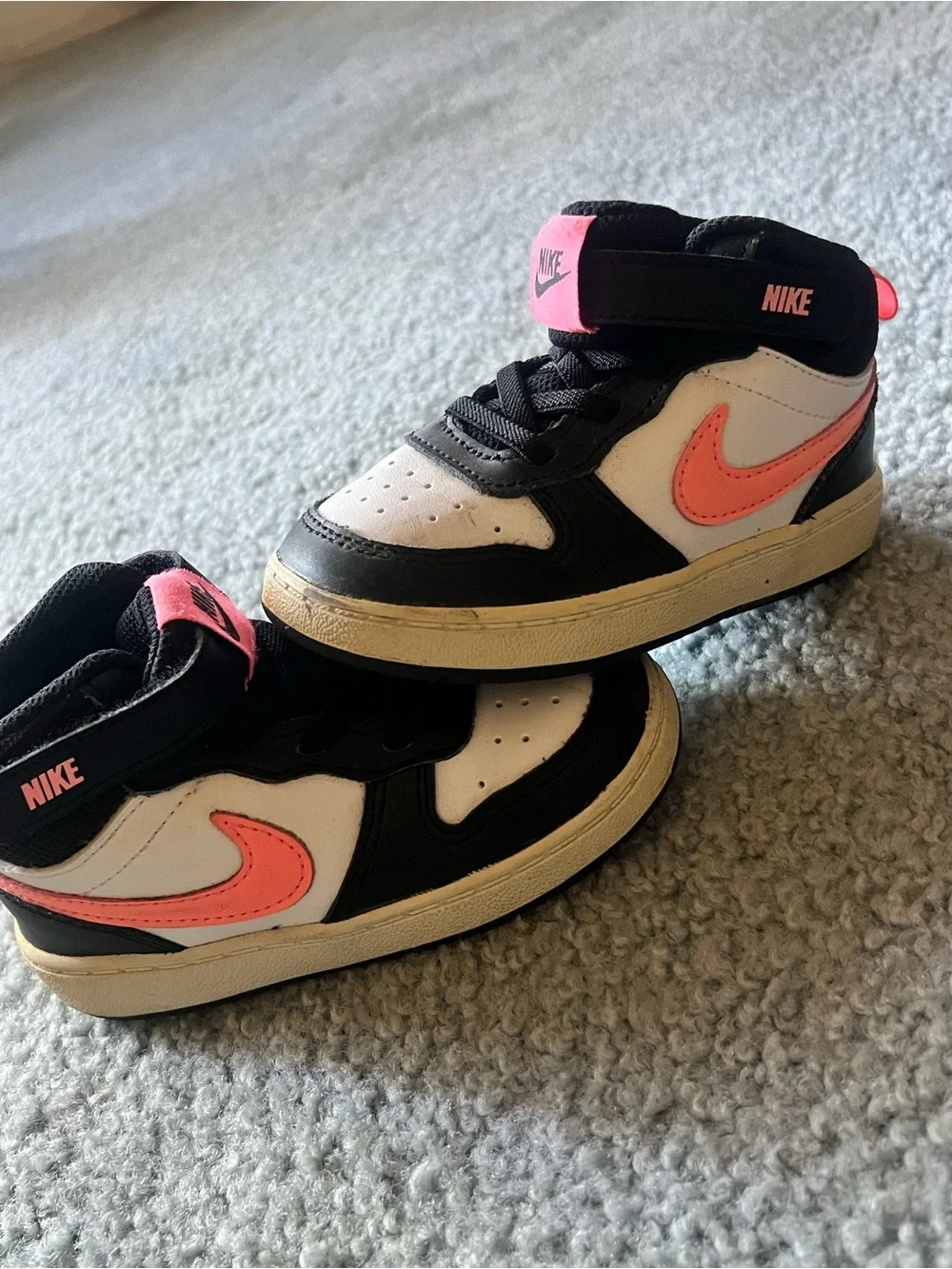 Nike Court Borough Mid Top Leather Colorblock Sneaker Black/White/Pink US 8C